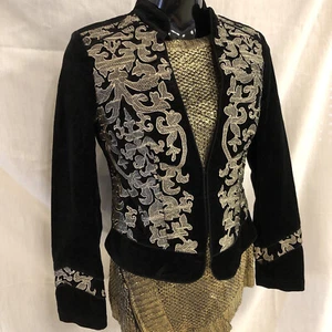 NWT White House Black Market Embroidered Velvet Jacket Metallic Thread 6 - Picture 1 of 10
