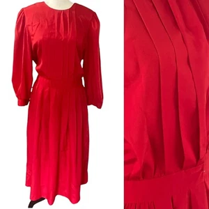 Vintage Halmode Kleid Damen 16 rot seidig Grunge Sissy Sekretärin Oma - Bild 1 von 14