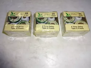 3 Boxes of 4 (12 Total) New Eagle 675-25 Box 25 Amp Type S Time Delay Fuse - Picture 1 of 4