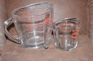 Lot 2 Glass Pyrex Glass Measuring Cups 508 Large & Standard Size  Clear Vintage - Picture 1 of 1