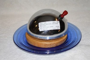 Moderntone blue Cheese Dish, Board and Metal Lid with Side Bakelite Handle - Picture 1 of 8