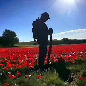 Lest We Forget Soldier, regalo o regalo único, arte grande de metal oxidado - negro - Imagen 1 de 7
