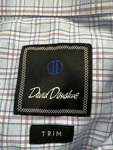 David Donahue Blue Purple Plaid Check Mens Button Down Size 16.5-36/37 - Picture 1 of 5