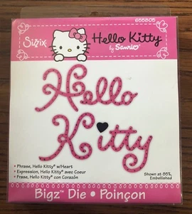 Die Sizzix Bigz - Frase, Hello Kitty con corazón 655805 - ¡NUEVO en paquete! - Imagen 1 de 1