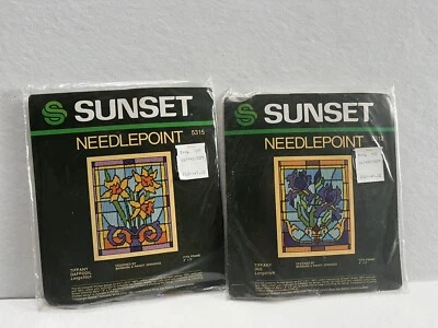 Vidriera Sunset Needlepoint 5315 5312 Tiffany narciso iris punta de aguja Foto 1 de 3