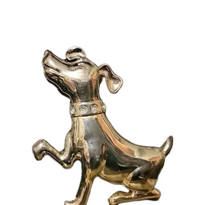 Pottery Barn Christmas Stocking Hanger Silver Dog w Rhinestone Collar - Picture 1 of 5