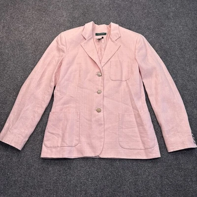 Lauren Ralph Lauren 亚麻西装外套女式小号 8P 码粉色 — 第 1/4 张图片