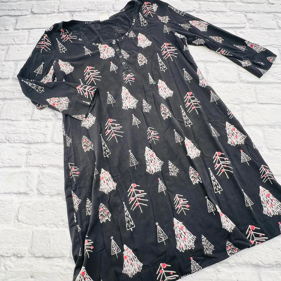 Camisón pijama árbol de Navidad negro Soma manga larga talla M tejido suave acogedor Foto 1 de 4
