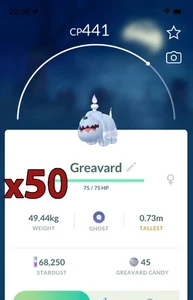 50x Greavard Pokemon Konvolut!! Gute Chance auf Glück und gute IVs!! Go - Bild 1 von 1