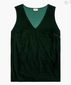 J. Crew Velvet sleeveless V-neck top Sz  S in Emerald Green NWT - Picture 1 of 6