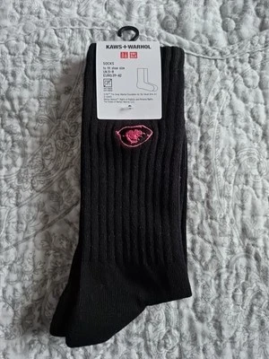 Unisex Black Kaws x Andy Warhol x Uniqlo Socks - Image 1 of 2