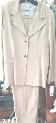 Malcolm & Co 100% Seda Talla 16 Pantalones Traje Color Arena Foto 1 de 4