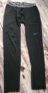 Nike Pro Combat Compression Leggings Mens Large Black Pants Workout Training L - Picture 1 of 11