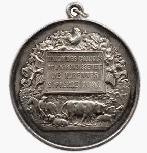 Medal UNION DES COMICES DE MARENNES ST PIERRE 1894 - FRANCE - Silver / Silver - Picture 1 of 2