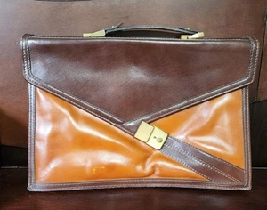 Vintage Laurige CVG Leather Briefcase with Brass Lock And Key - Picture 1 of 11