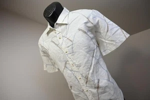 Banana Republic Linen Blend Button Up Shirt Slim Fit Short Sleeve Mens Sz Small - Picture 1 of 8