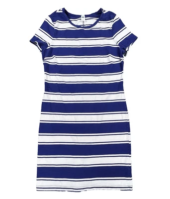 Vestido vaina camiseta manga corta Old Navy para mujer largo azul blanco a rayas Foto 1 de 4