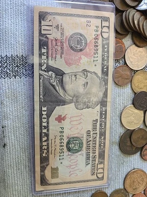 2017 A 10 Dollar Bill Star Note, B2 - Image 1 of 3