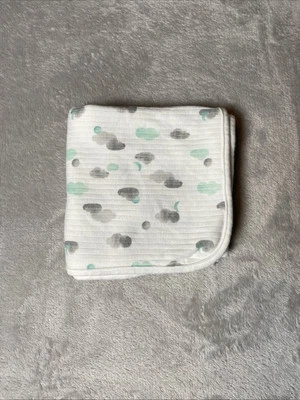 Manta Receptora Bebé Gris Verde Nube Luna Blanco Jersey Tejido Lovey 26"x29" Foto 1 de 3