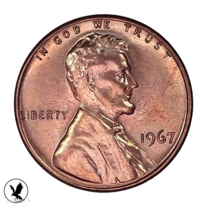 1967 Lincoln Cent, Great Eye Appeal, Color Toning, Exact Coin, Mint State RB - Picture 1 of 2