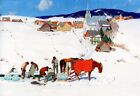 Oil painting Clarence-Alphonse-Gagnon-The-Ice-Harvest horse-drawn sleigh canvas