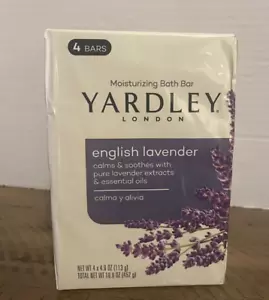 Yardley English Lavender Bar Soap With Essential Oils 4.0 oz Each Bar x 4 Bars - Picture 1 of 2