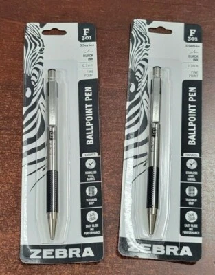 2 Новый Zebra F301 выдвижной шариковая ручка черный чернила тонкий 0,7 мм из нержавеющей стали - Изображение 1 из 2