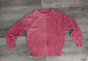 VINTAGE Youth Girls Size 10-12 Knit Raglan Crew Neck Sweater Pink - Picture 1 of 6