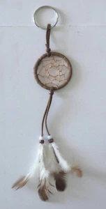 Dreamcatcher Keyring Traditional Feather Brown 1  1/2 in diameter, 7in long - Picture 1 of 1