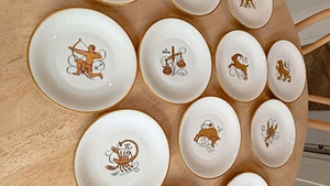 Limoges Frankreich Sternzeichen Wüste Teller Set - 12 Stück komplett - Bild 1 von 5