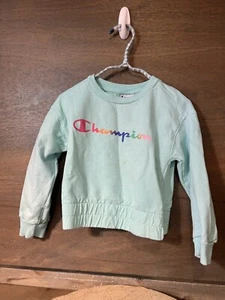 Champion Girls TEAL PULLOVER Sweatshirt - Size 5 LONG SLEEVE COTTON - Picture 1 of 3