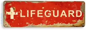Lifeguard Sign, Lifeguard On Duty Sign, Beach Rustic Swimming Pool Tin Sign C859 - Picture 1 of 3