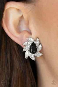Paparazzi SOPHISTICATED SWIRL black CLIP-ON earrings - Picture 1 of 2