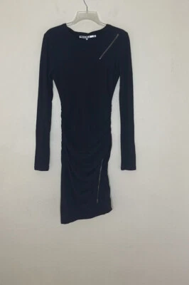 Vestido ceñido al cuerpo elástico con detalle de cremallera negro manga larga Pam & Gela talla XXS Foto 1 de 4