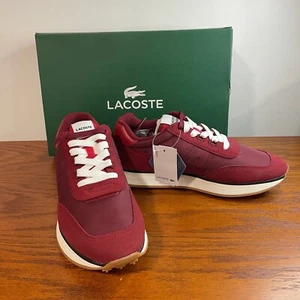 NEW Lacoste L-Spin 223 Sneakers Burgundy Gum Comfort Lightweight Men's 9 Retro - Picture 1 of 9