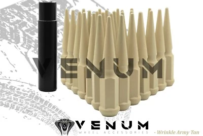 2010-2019 Toyota Tacoma Wrinkle Army Powder Coated 4.5" Spike Lug Nuts + Key - Image 1 of 4