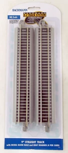 HO Scale E-Z Track 9" Straight Sections (4 Per Pack) - Bachmann #44511 - Picture 1 of 1