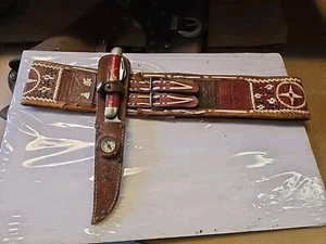 VINTAGE ROY ROGERS & TRIGGER FIXED BLADE KNIFE Compass Hoster nd Belt KNIFE RARE - Picture 1 of 21