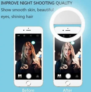 LAMPADA LUCE LED ANELLO SMARTPHONE PER SELFIE FOTO VIDEO PORTATILE RICARICABILE - Foto 1 di 5