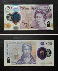 Super seltene Bank of England £ 20 zwanzig Pfund Banknote Magic 666666 Seriennummer - Bild 1 von 5