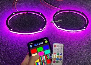 JHB 2PCS 6x9"RGB Color Change LED 1/2"Spacer Subs Audip Speaker Rings Lights Set - Picture 1 of 12