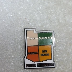 Prendedor de colección Four Corners Arizona Colorado Nuevo México Utah State Maps tono plateado - Imagen 1 de 5