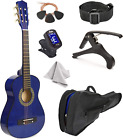 30'' Wood Guitar with Case and Accessories for Kids/Girls/Boys/Beginners Blue