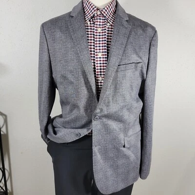 Express Performance Men's Sport Coat Blazer Two Button Gray Plaid Extra Slim 44R - Image 1 of 4