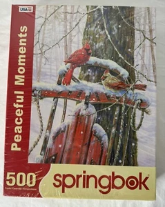 NEW Sealed Springbok PEACEFUL MOMENTS Cardinals Winter 500 Jigsaw Puzzle 2015 - Picture 1 of 8
