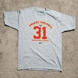 Kansas City Chiefs Priest Holmes #31 Reebok Gray T-Shirt Men’s Medium NFL - Picture 1 of 4