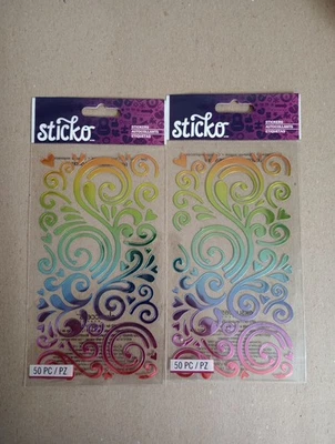 Lot Of 2 Sticko Rainbow Swirls Scrapbooking Stickers 100 Total  - Image 1 of 2
