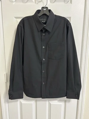 Sobrecamisa negra mediana Theory para hombre sarga de lana negra Bond Foto 1 de 4