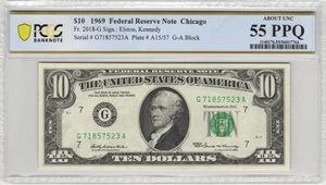Fr.2018-G 1969 Chicago $10 Federal Reserve Note PCGS AU 55 PPQ - Picture 1 of 2