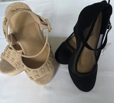 Hebilla de correa de tobillo tórrida de 8,5 de ancho **2 pares de tacones de cuña ver descripción  Foto 1 de 4